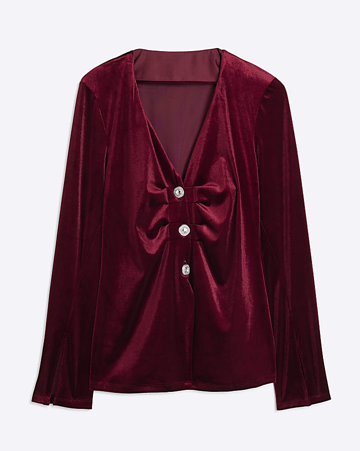 Red Velvet Long Sleeved Shirt