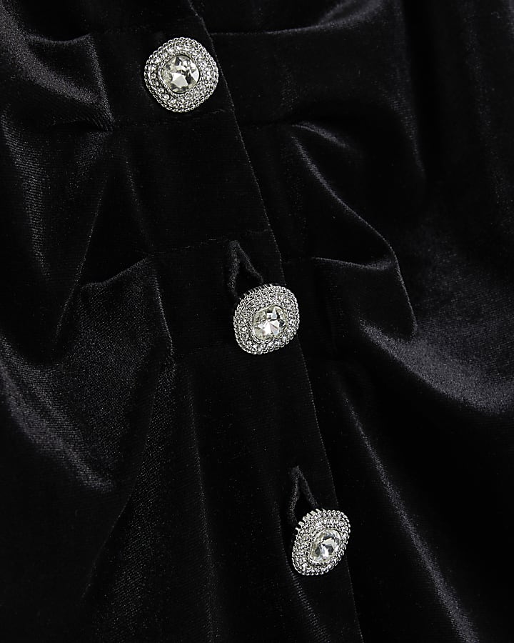 Black Long Sleeve Velvet Shirt