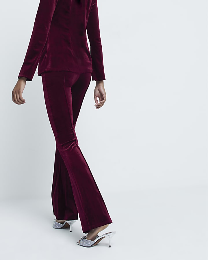 Red Velvet Bootcut Trousers