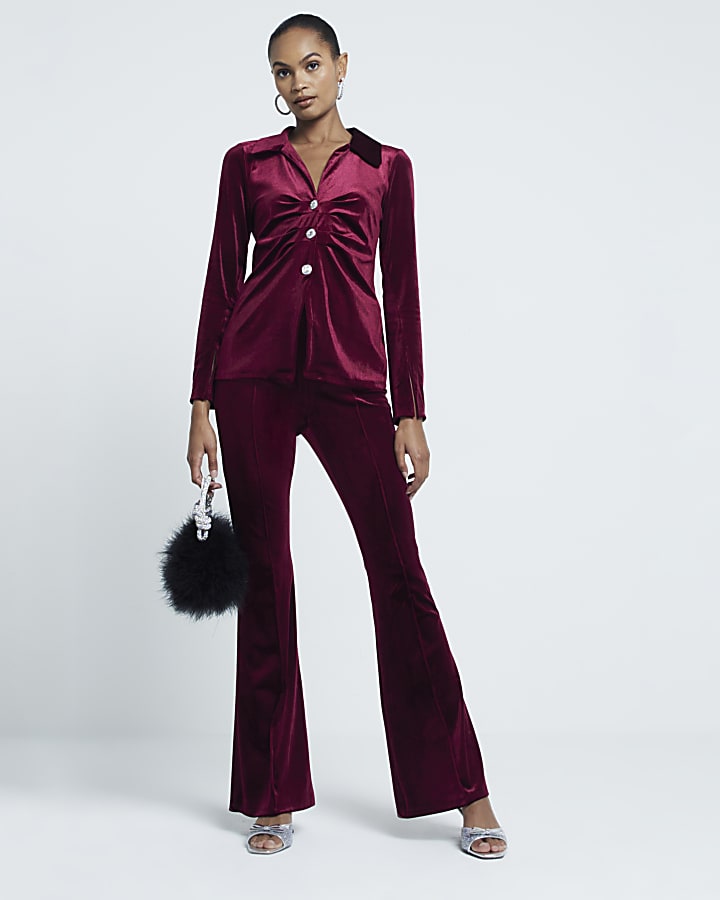 Red Velvet Bootcut Trousers