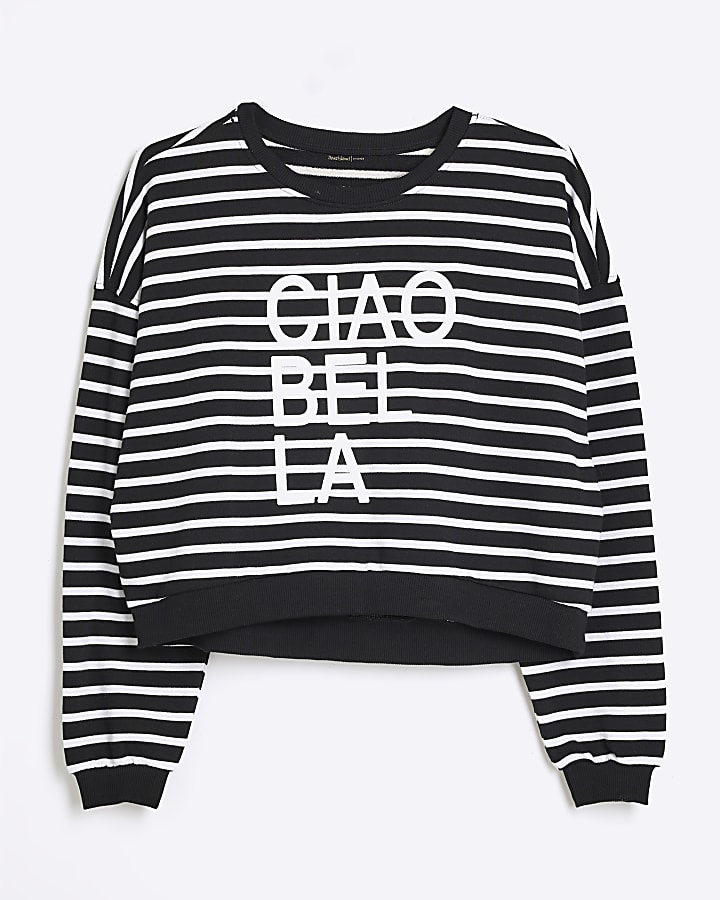 Black Ciao Bella Striped Sweatshirt