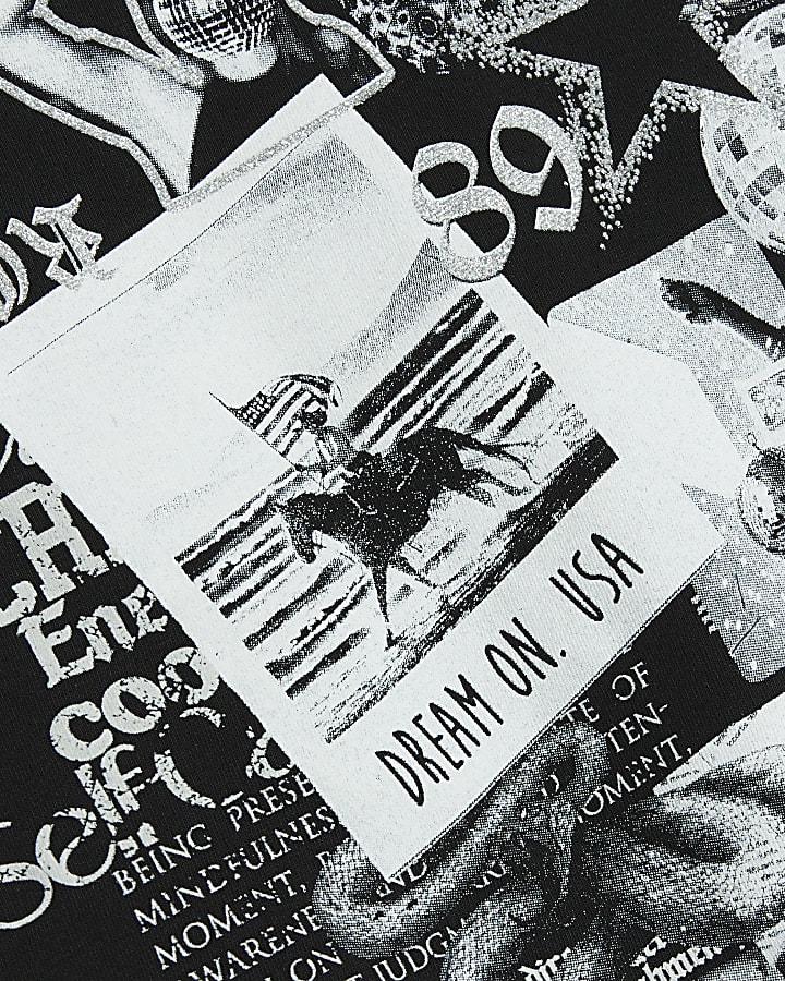 Black Photo Collage Graphic T-Shirt