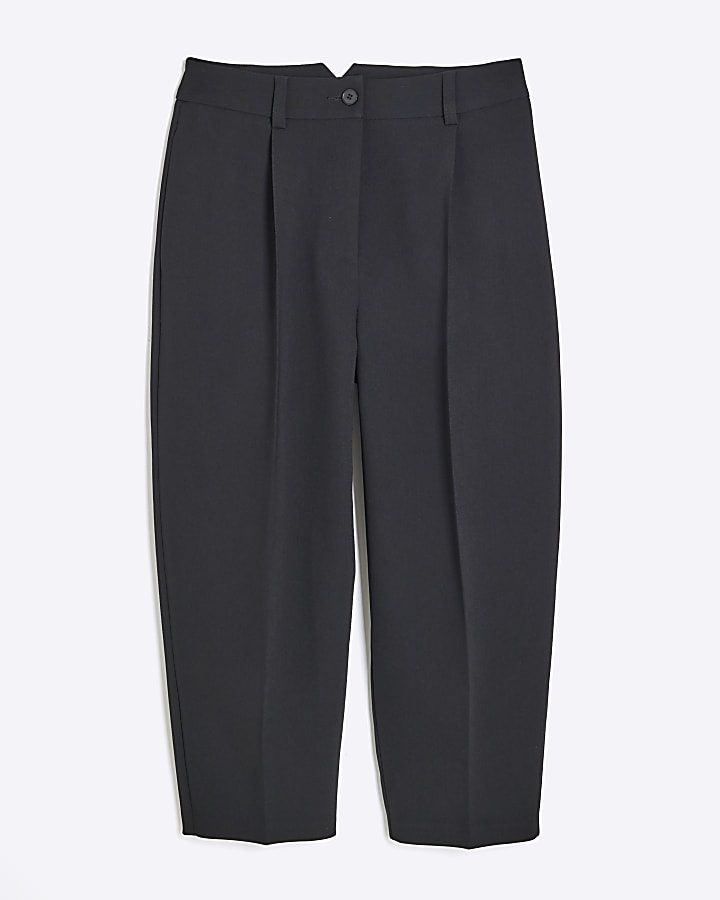 Petite Black Slim Barrell Leg Trousers