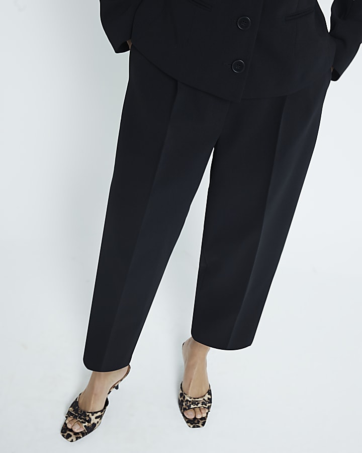 Petite Black Slim Barrell Leg Trousers