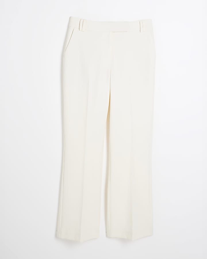 Petite Cream Slim Flared Trousers