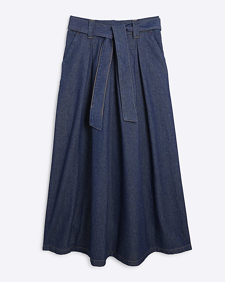Blue Denim Maxi Skirt