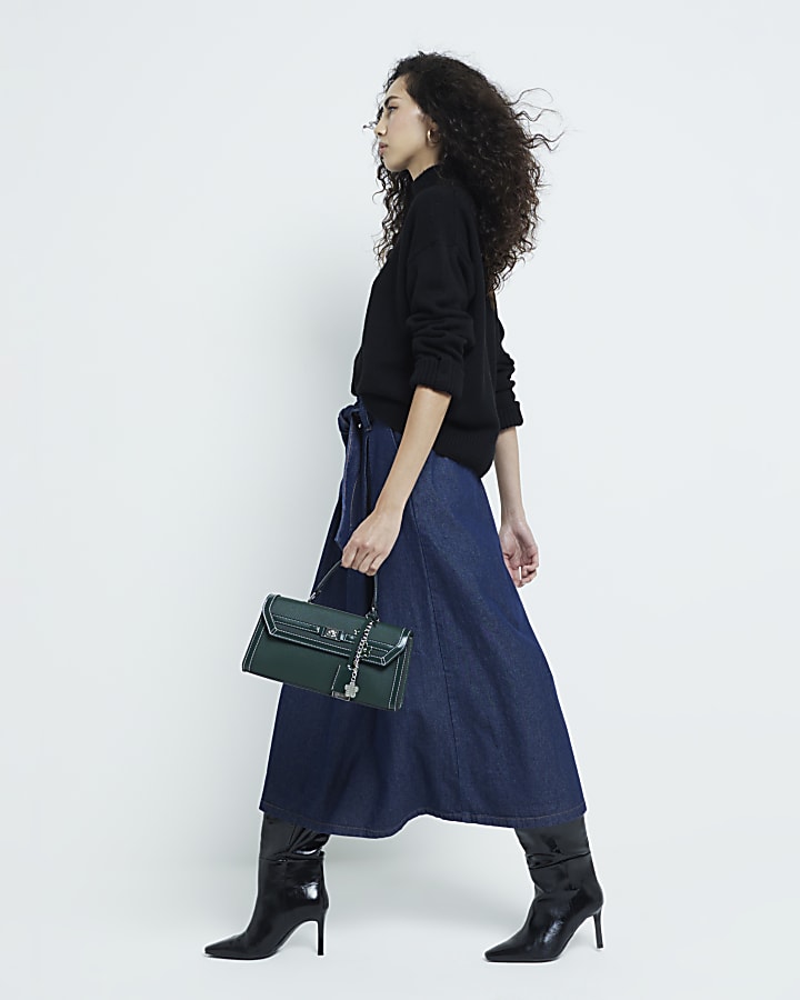 Blue Denim Maxi Skirt
