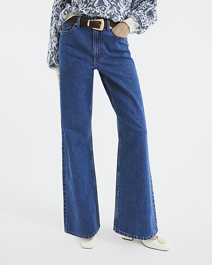 Blue Denim Relaxed Straight Jeans