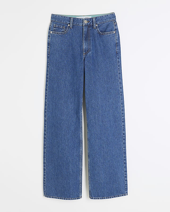 Blue Denim Relaxed Straight Jeans