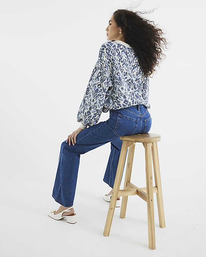 Blue Denim Relaxed Straight Jeans