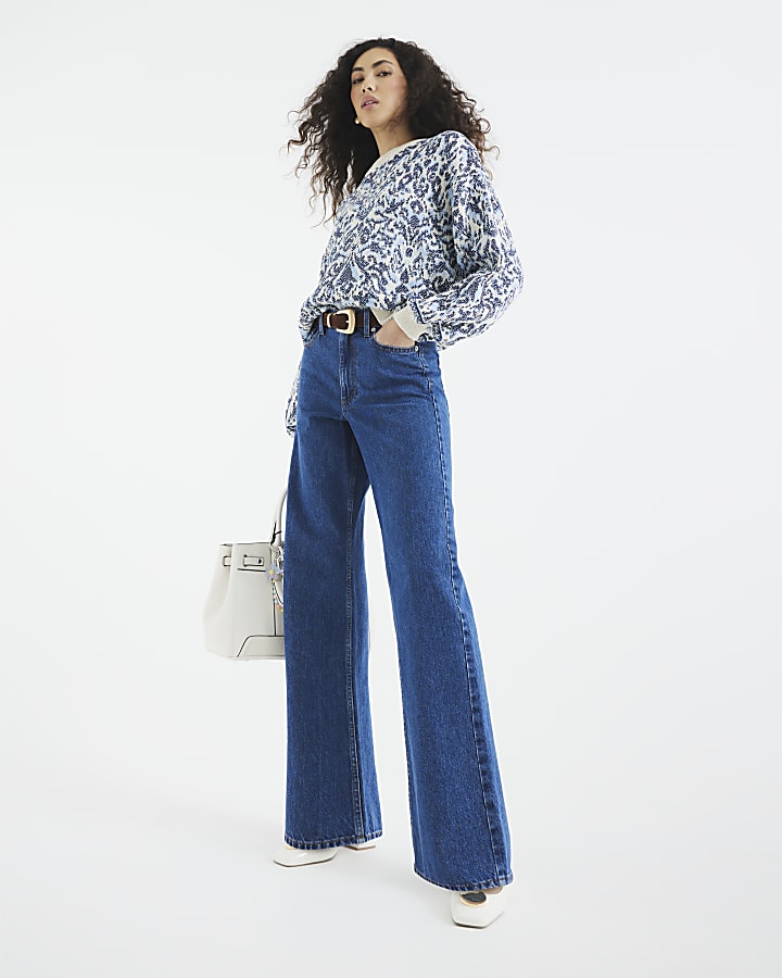 Blue Denim Relaxed Straight Jeans