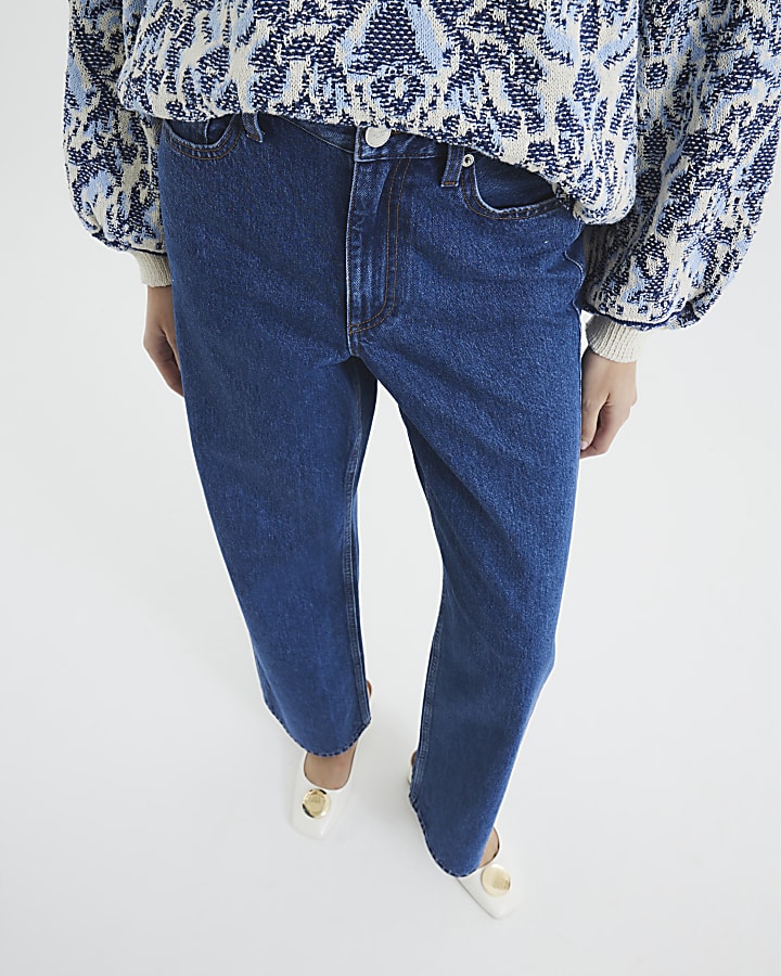 Blue Denim Relaxed Straight Jeans