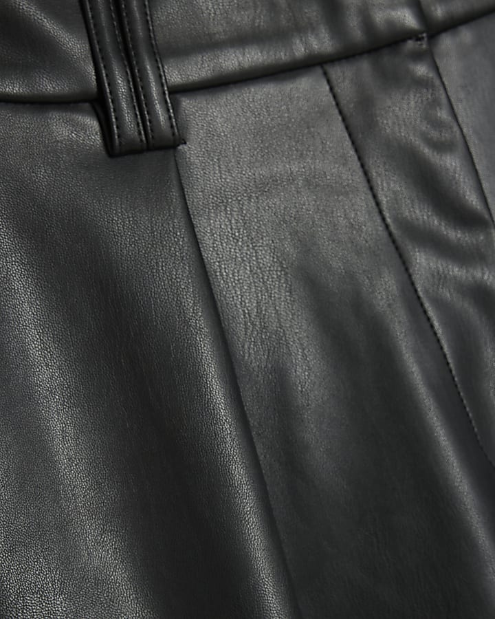 Black Faux Leather Bermuda Shorts