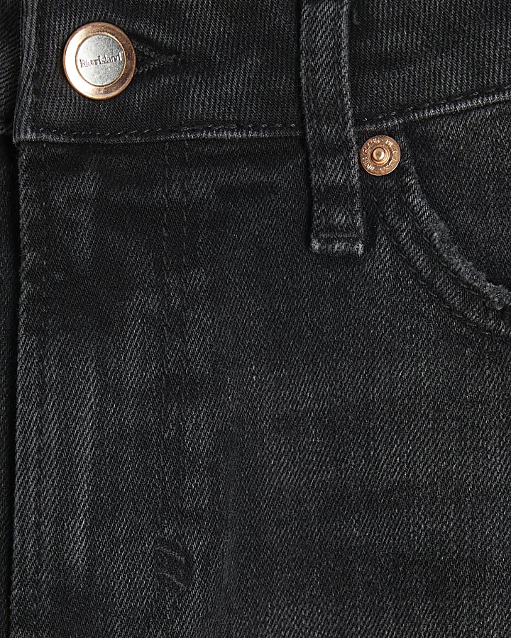 Black High Rise Ankle Grazer Slim Jeans