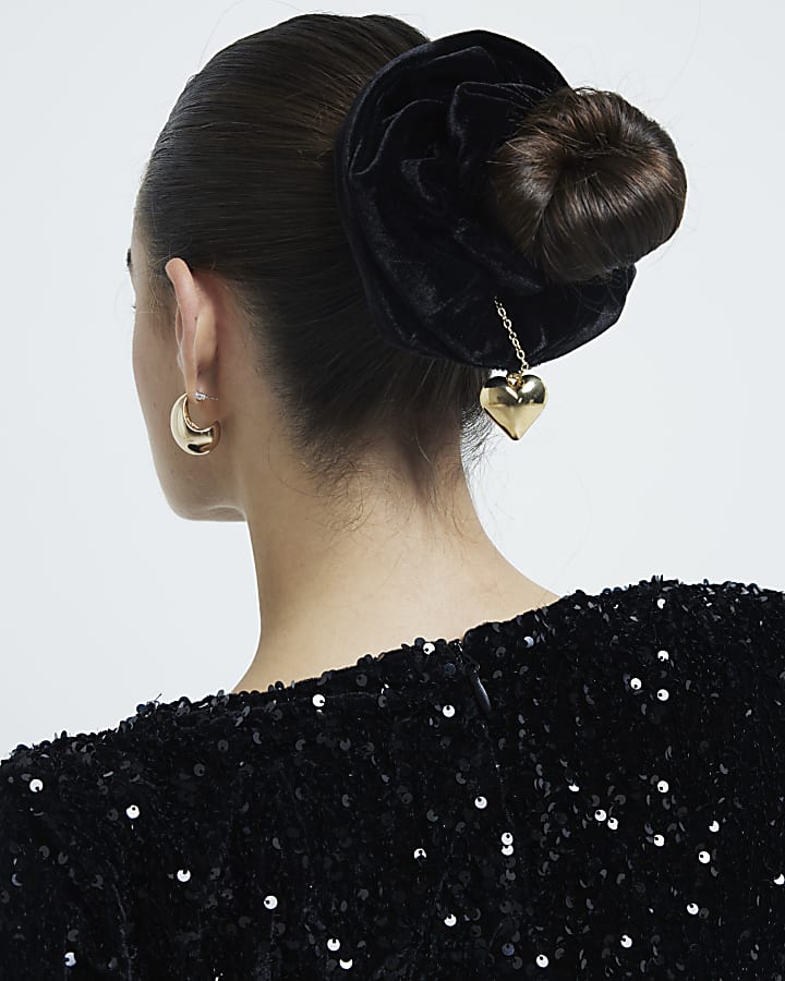 Black Velvet Charm Scrunchie