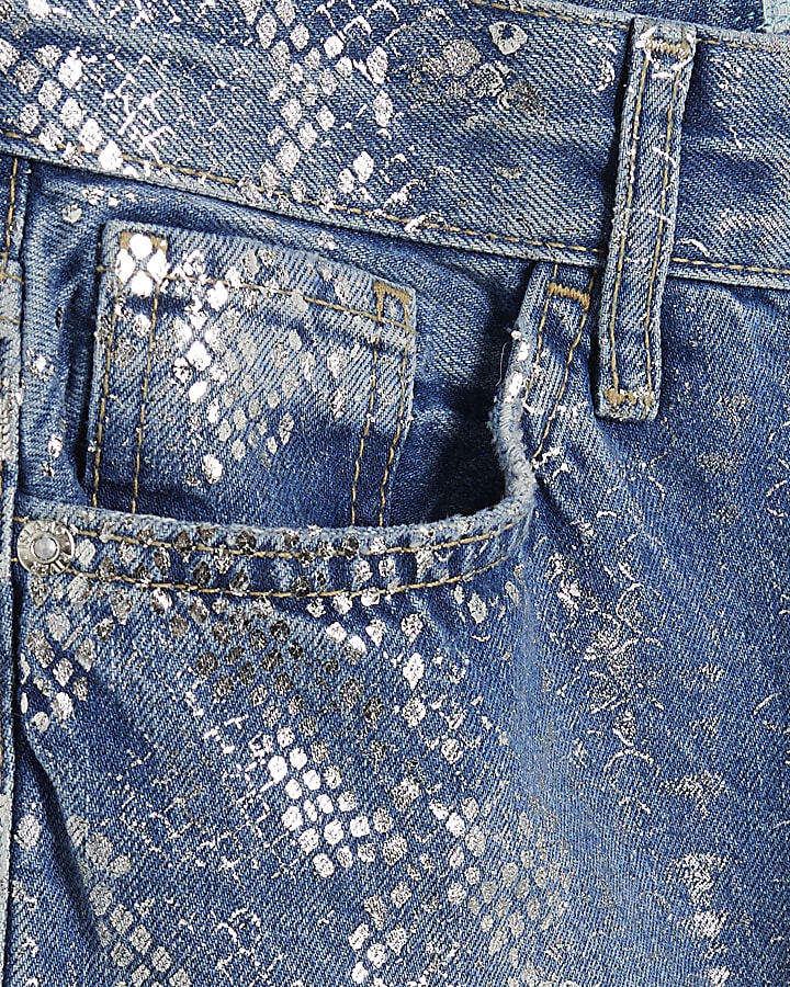 Blue Denim Relaxed Straight Snake Jeans