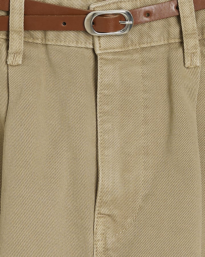 Beige Denim Tailored Baggy Jeans