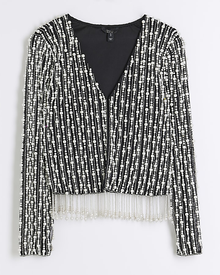 Black Premium Pearl Trim Jacket