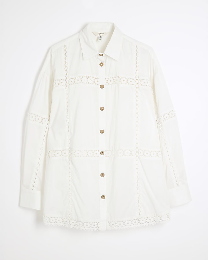 White Long Sleeve Lace Shirt