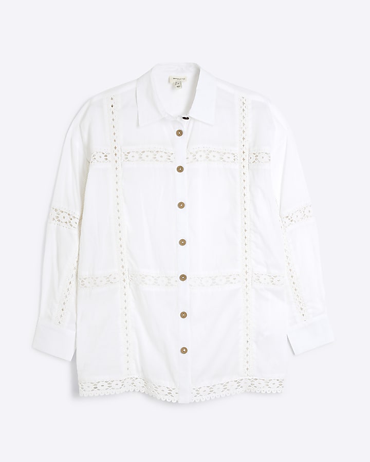 White Long Sleeve Lace Shirt