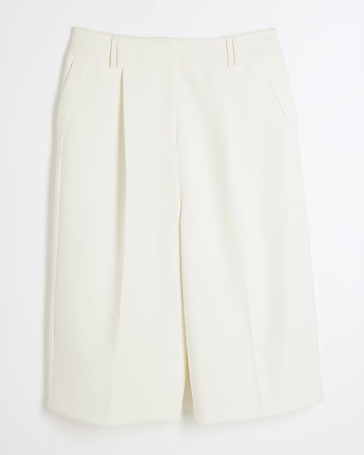 Cream Bermuda Tailored Tux Shorts