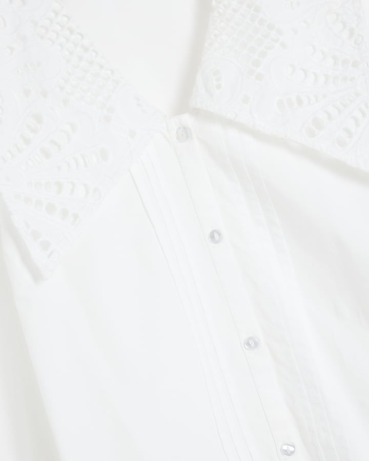 Cream Large Peter Pan Collar Lace Blouse