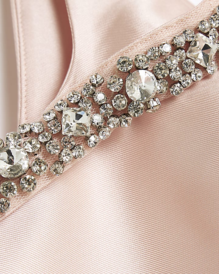 Pink Diamante Bardot Mini Dress