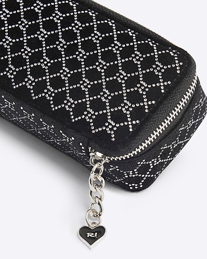 Black RI Monogram Diamante Jewellery Box