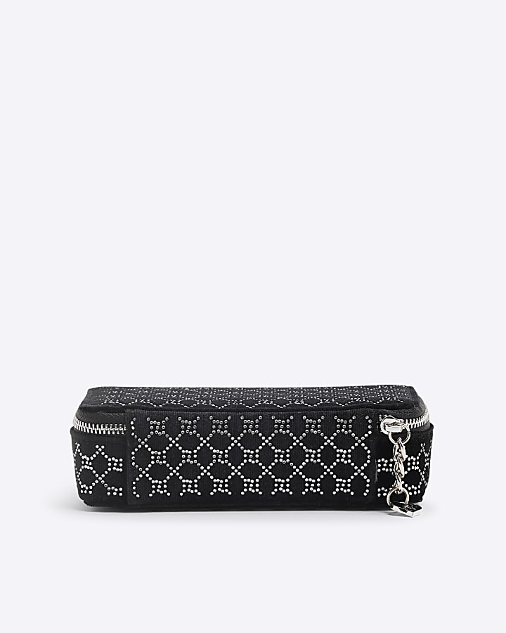 Black RI Monogram Diamante Jewellery Box