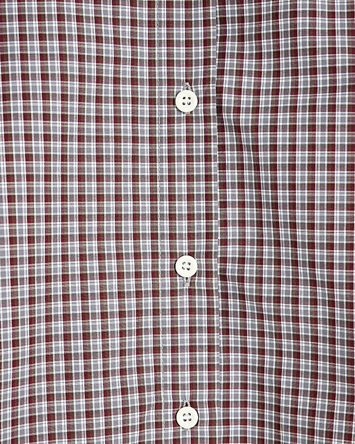 Red Cropped Fit Check Shirt