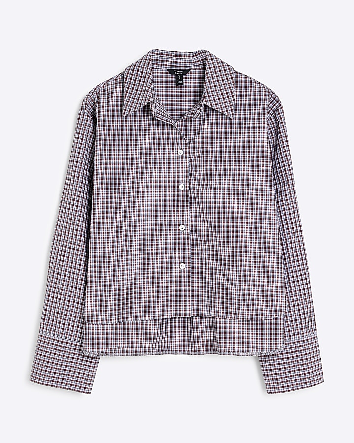 Red Cropped Fit Check Shirt