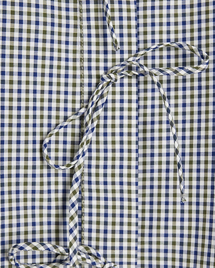 Blue Bow Cropped Check Shirt