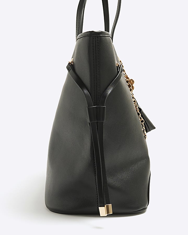 Black Side Tie RI Shopper Bag