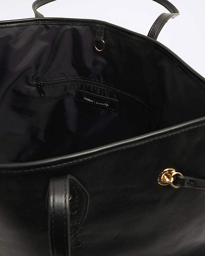 Black Side Tie RI Shopper Bag