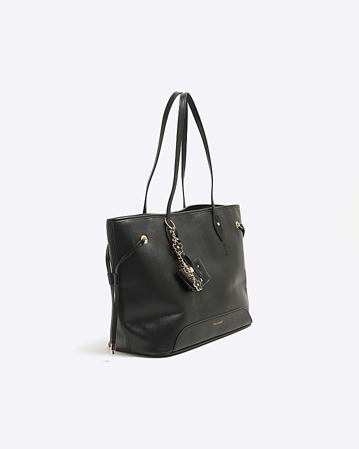 Black Side Tie RI Shopper Bag