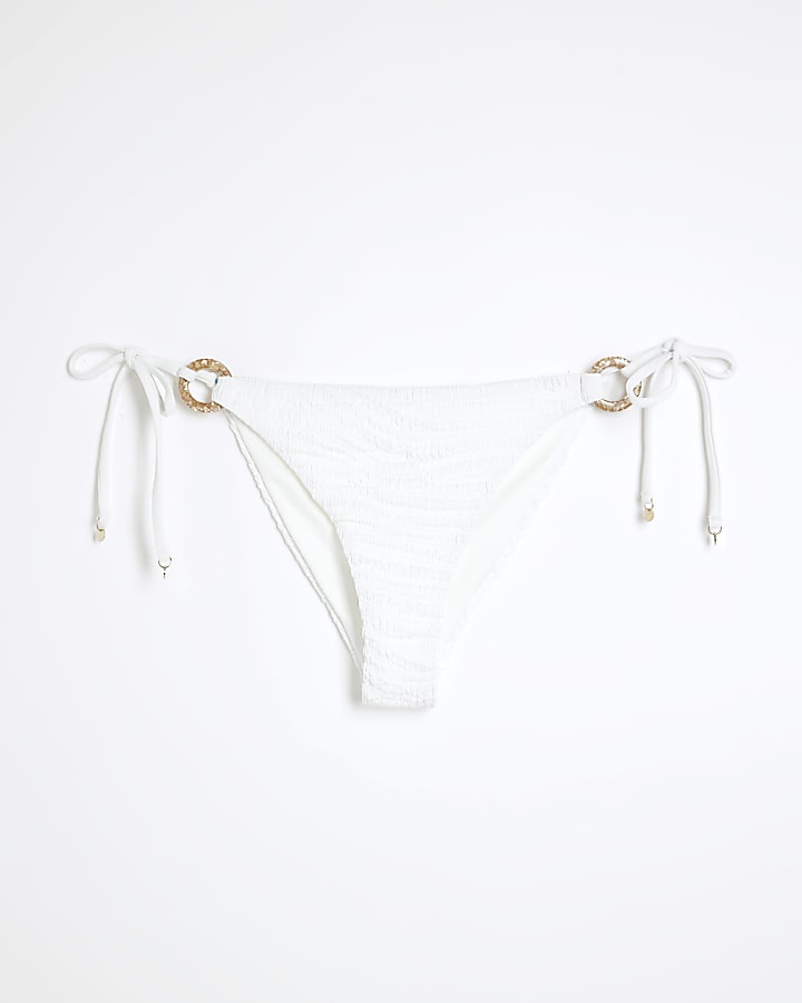 Cream Textured Bikini Bottoms