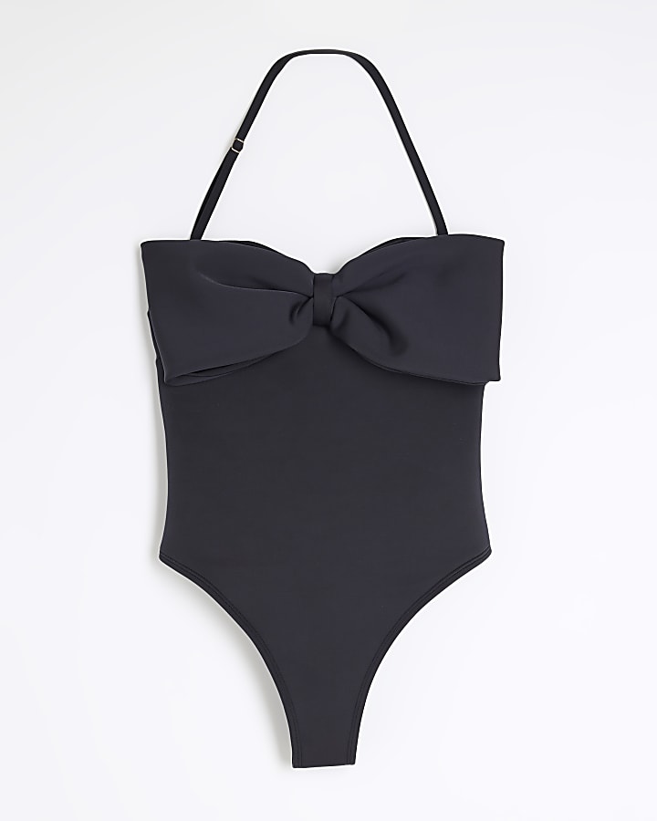 Black Bow Bandeau Swimsuit