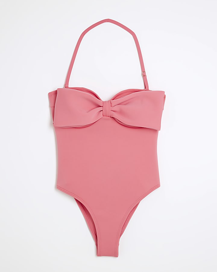 Pink Bow Bandeau Swimsuit