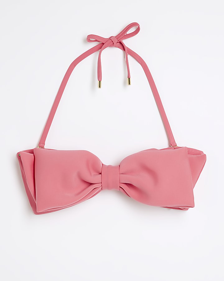 Pink Bow Bandeau Bikini Top