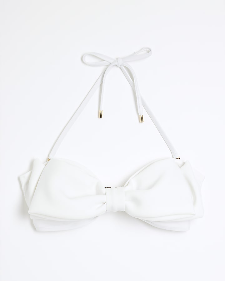 White Bow Bandeau Bikini Top