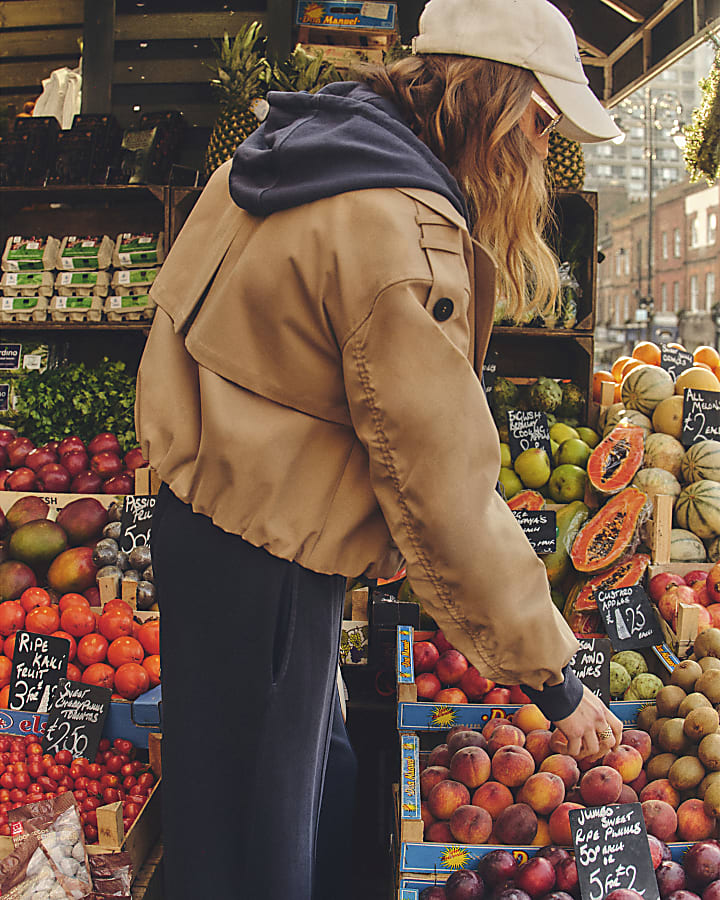 Beige Short Bubble Hem Trench Coat