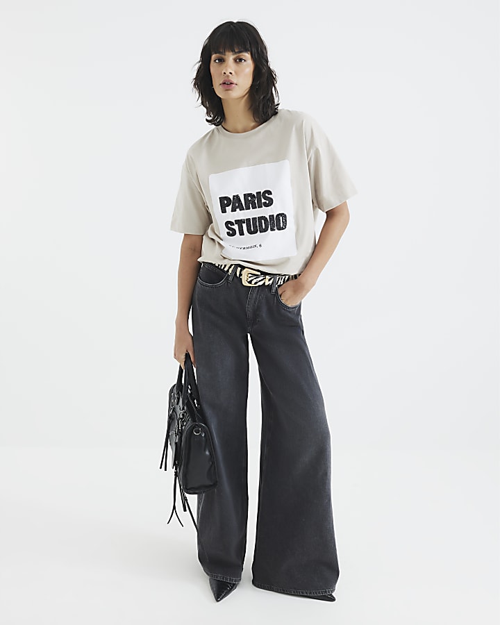 Brown Paris Studio Sequin T-Shirt