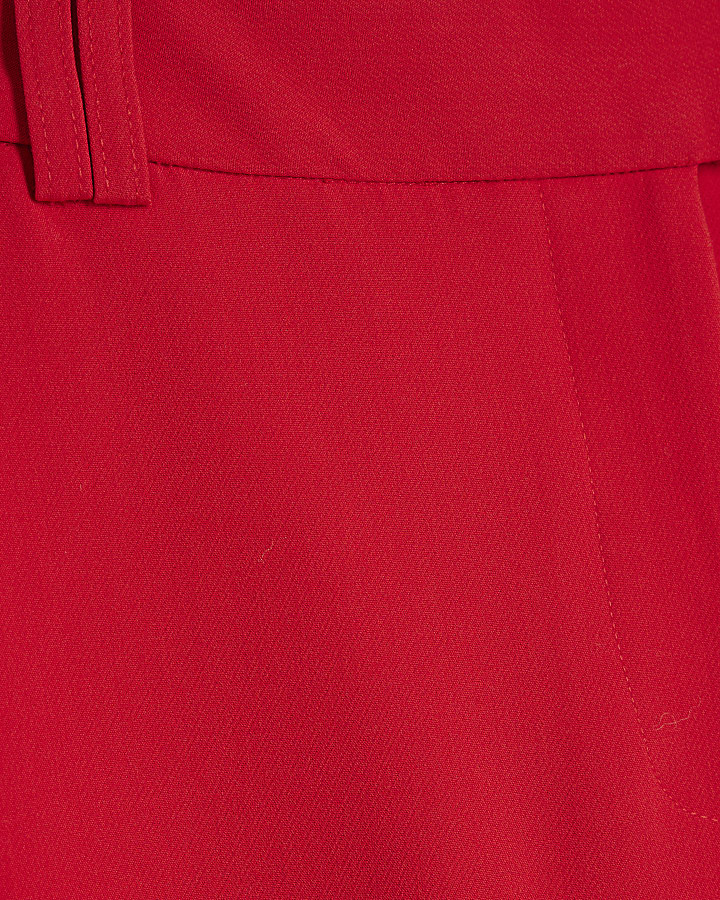 Petite Red Slim Flared Trousers