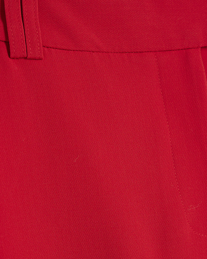 Petite Red Slim Flared Trousers