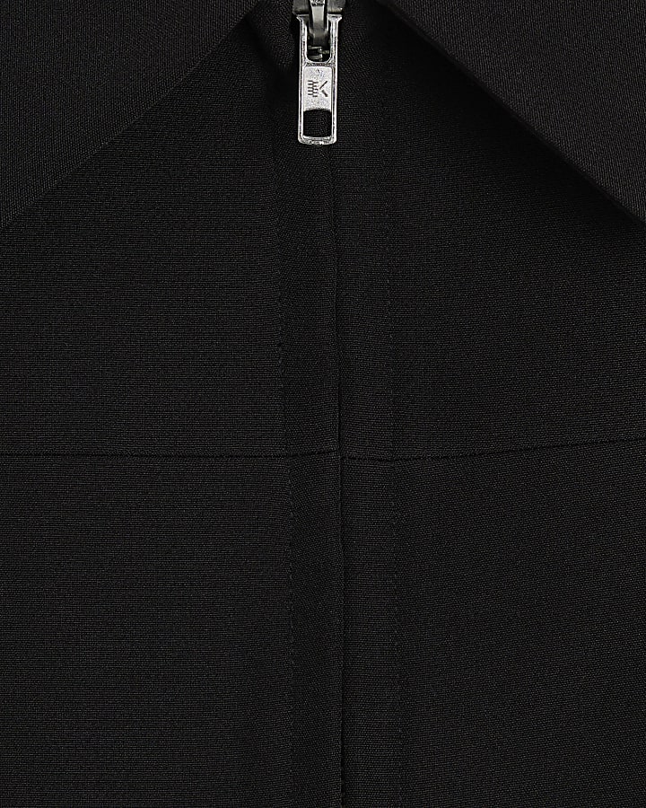 Black Boxy Fit Zip Through Jacket