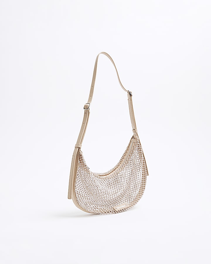 Beige Mesh Shoulder Bag