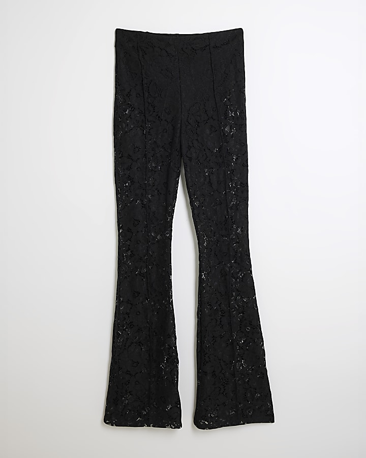 Black Lace Flare Trousers