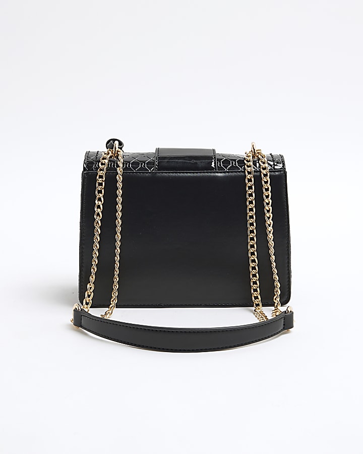 Black Panelled Monogram Shoulder Bag