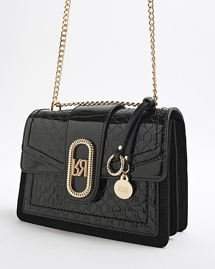 Black Panelled Monogram Shoulder Bag