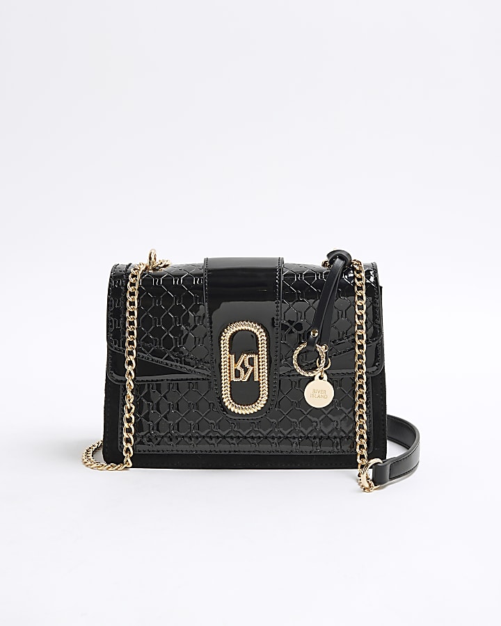 Black Panelled Monogram Shoulder Bag